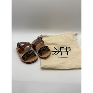 Freshly Picked Toddler Leopard Calf Hair Leather Boardwalk Sandals Size 3 New
